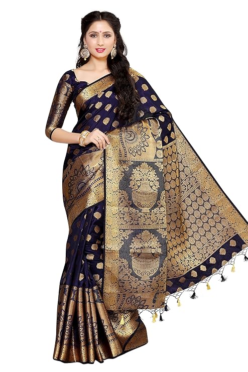 MIMOSA By Kupinda Art Silk Saree Kanjivaram Style Color: Blue