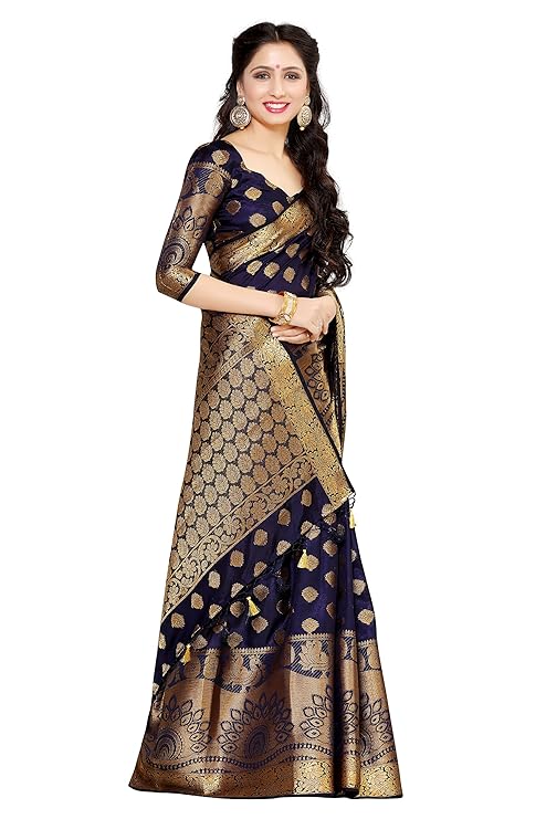 MIMOSA By Kupinda Art Silk Saree Kanjivaram Style Color: Blue