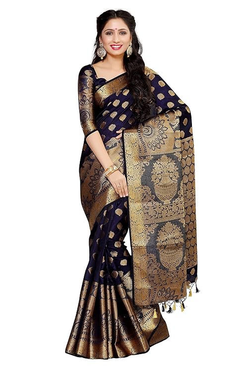 MIMOSA By Kupinda Art Silk Saree Kanjivaram Style Color: Blue