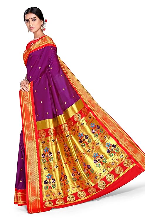 Varkala Silk Sarees Women's Paithani Soft Silk Kadiyal Maharani Saree With Blouse Piece