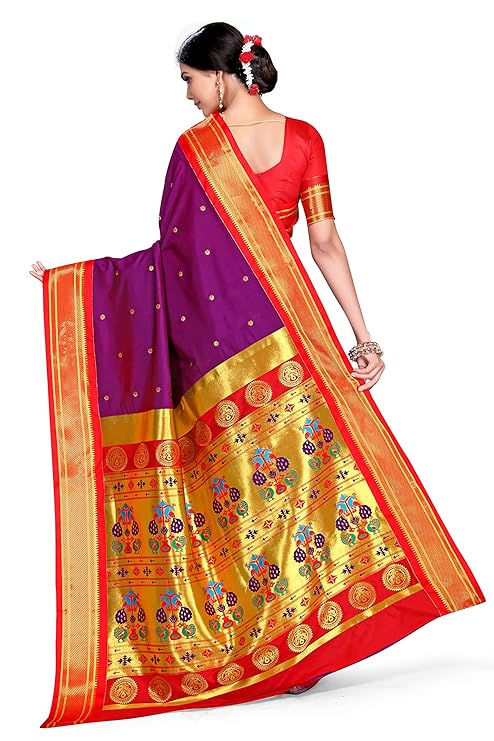 Varkala Silk Sarees Women's Paithani Soft Silk Kadiyal Maharani Saree With Blouse Piece