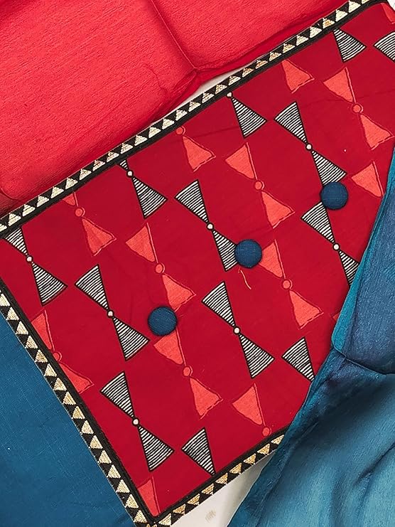 EthnicJunction Women's Cotton Blend Printed Unstitched Salwar Suit Dress Material with Dupatta