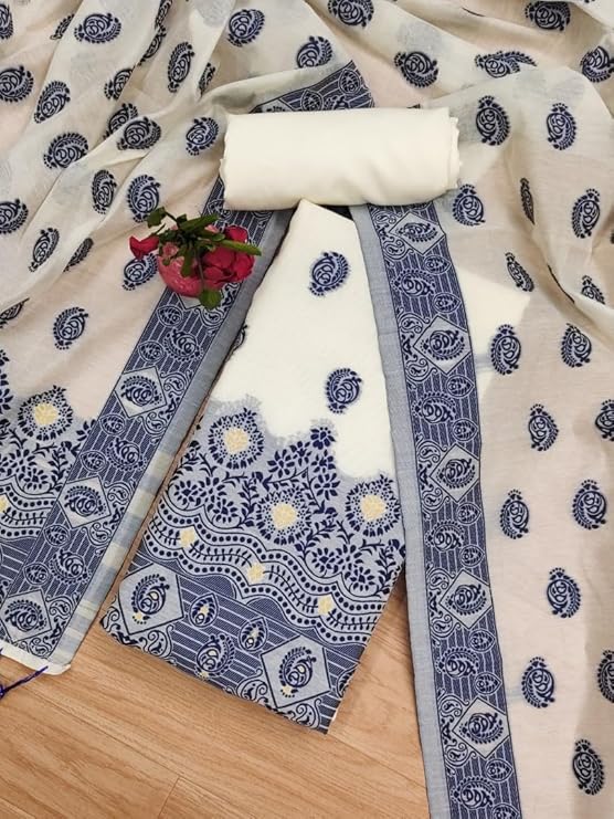 Handloom Banarasi Cotton Unstitched Salwar Suit with Dupatta, 50 Inch Length, Women's Unstitched Salwar Suit Dress Material with Dupatta, Unstitched Sal1600war Suit Set