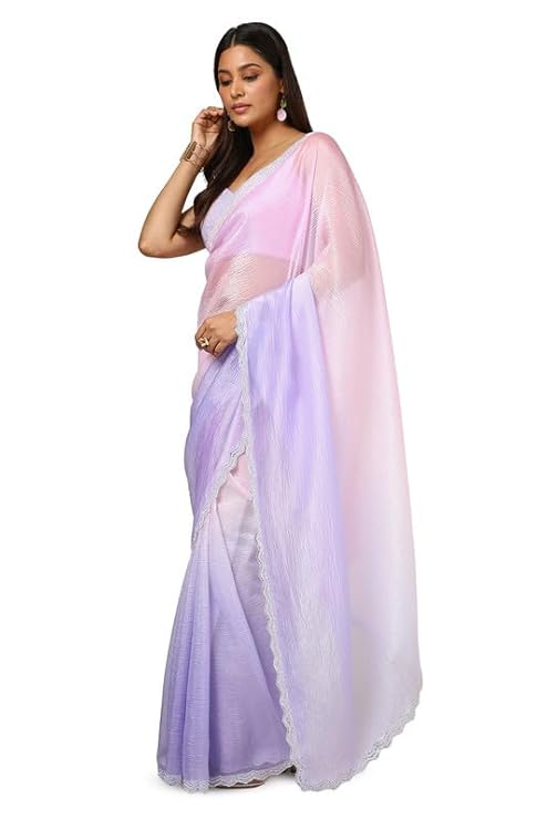 Soch Womens Organza Ombre Saree With Stone Work