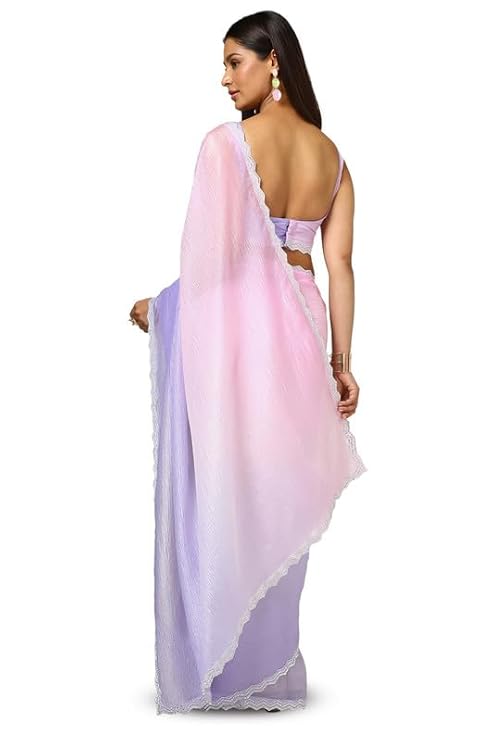 Soch Womens Organza Ombre Saree With Stone Work