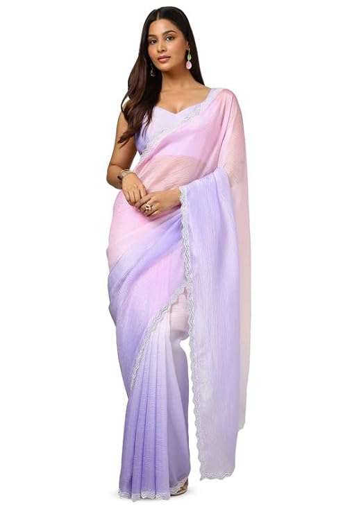 Soch Womens Organza Ombre Saree With Stone Work