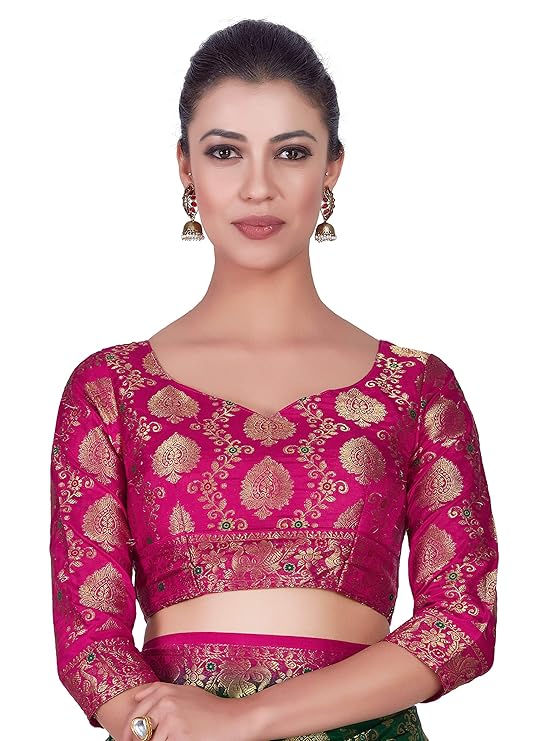 Mimosa Women's Kanchipuram Silk Saree With Unstitched Blouse Piece