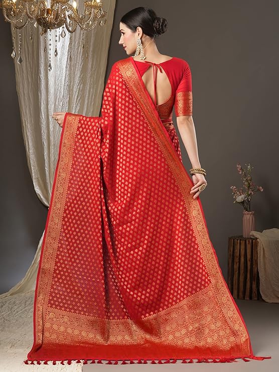 Women's Viscose Ethnic Motif Printed Saree With Unstitched Blouse Piece